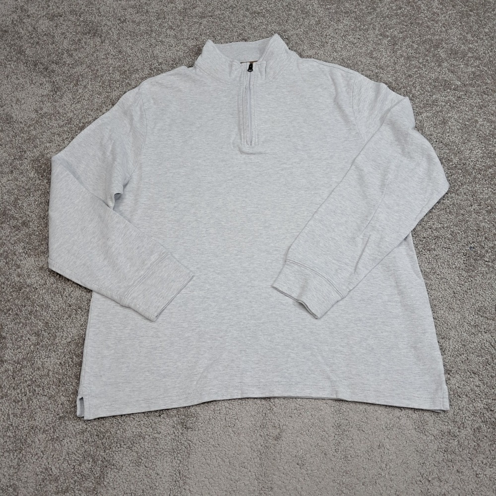 Chaps Mens XL‎ Light Gray Heathered Quarter Zip Pullover Sweater Mock Neck
